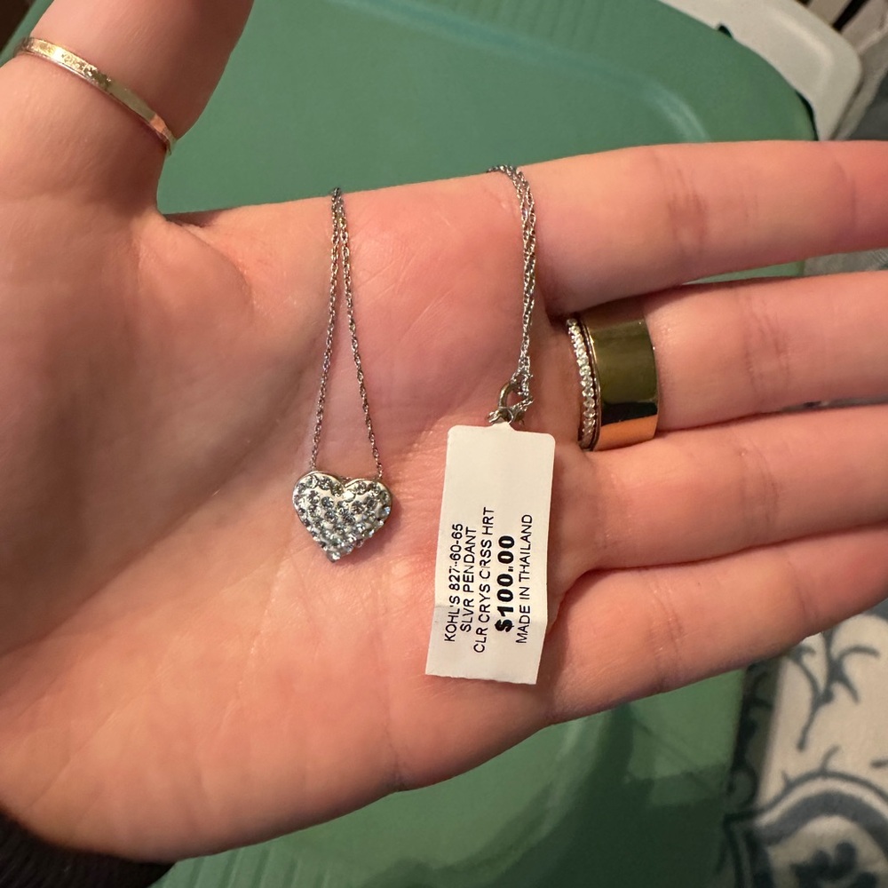 NEW - Silver Diamond Heart Necklace